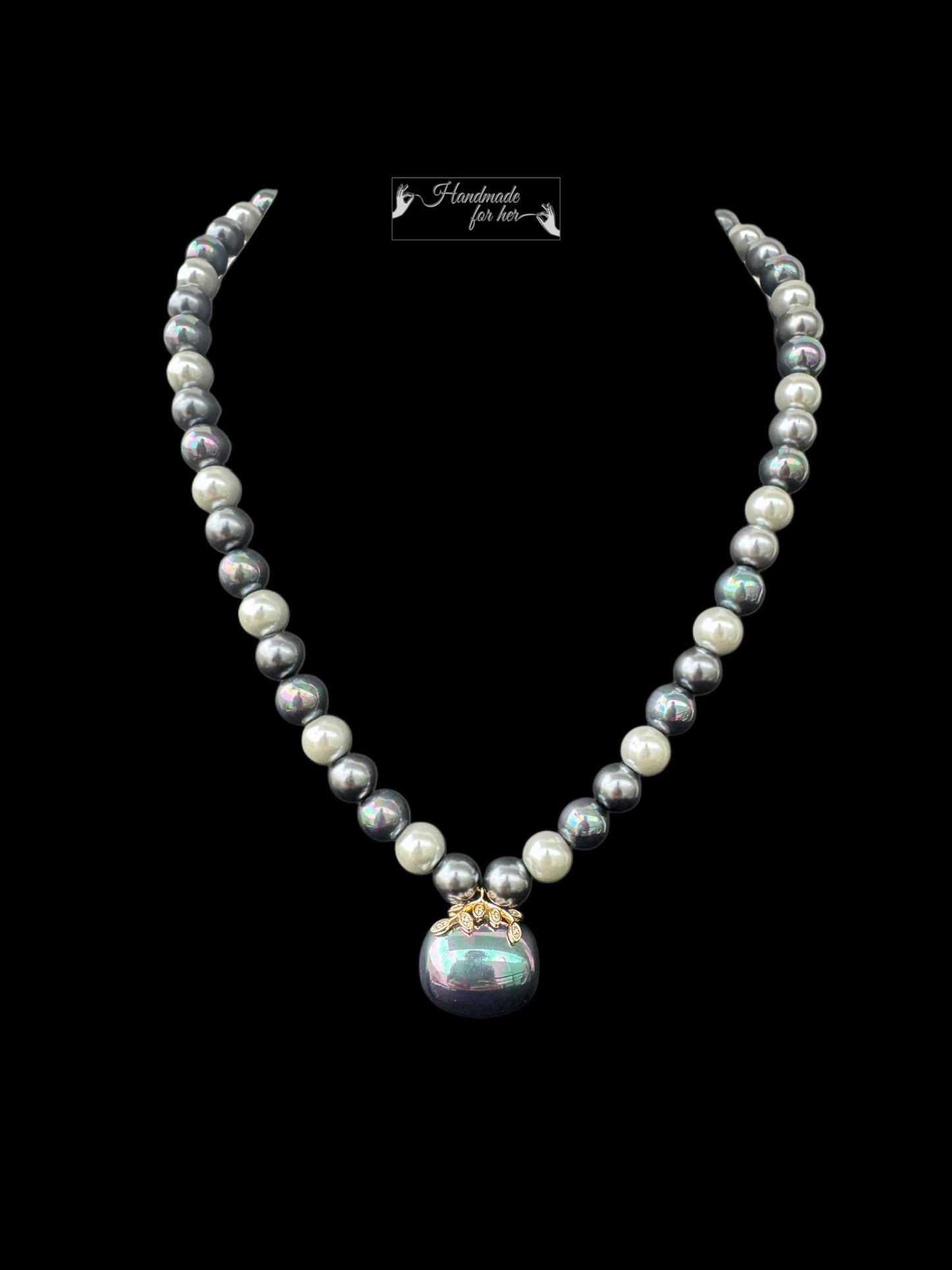 Handmade Tahitian Pearl Necklace with Unique Pendant & Multi-Tones - Beaded Treasures