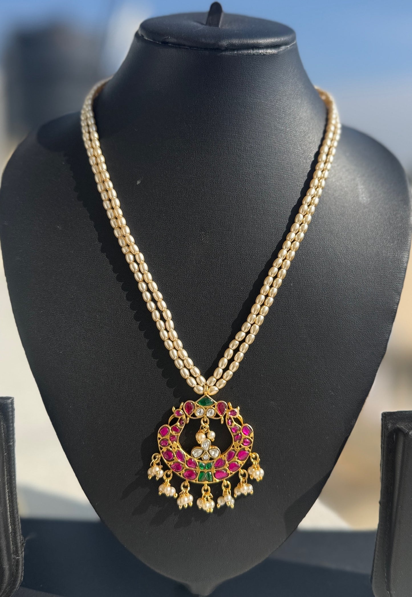 Jadau Kundan Rice Pearl Necklace - Beaded Treasures