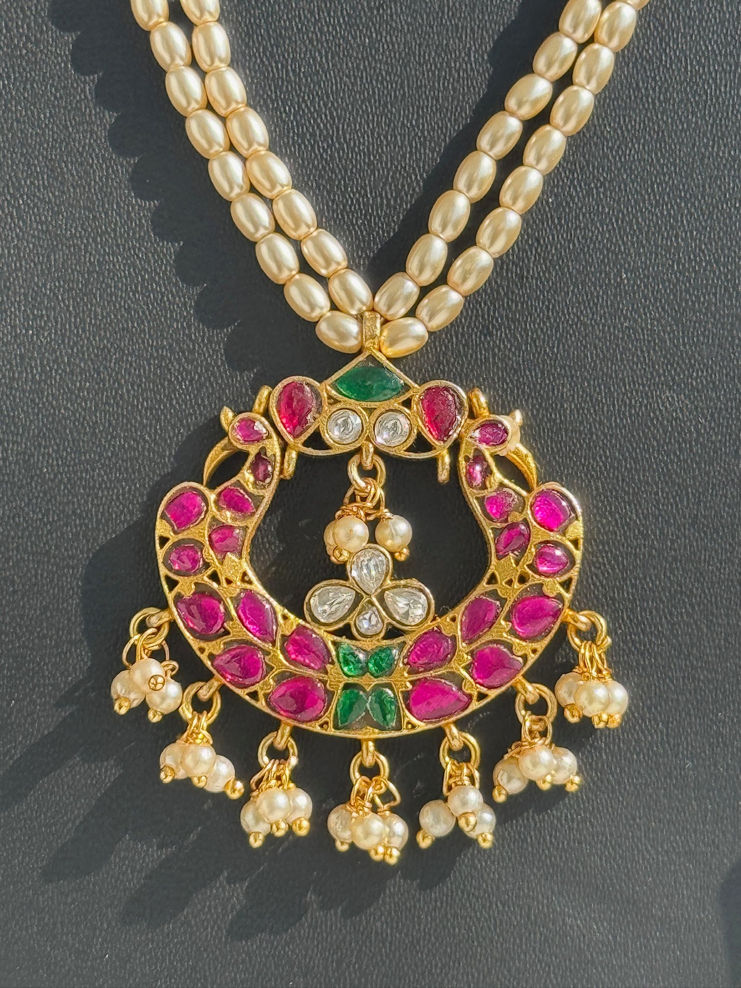 Jadau Kundan Rice Pearl Necklace - Beaded Treasures