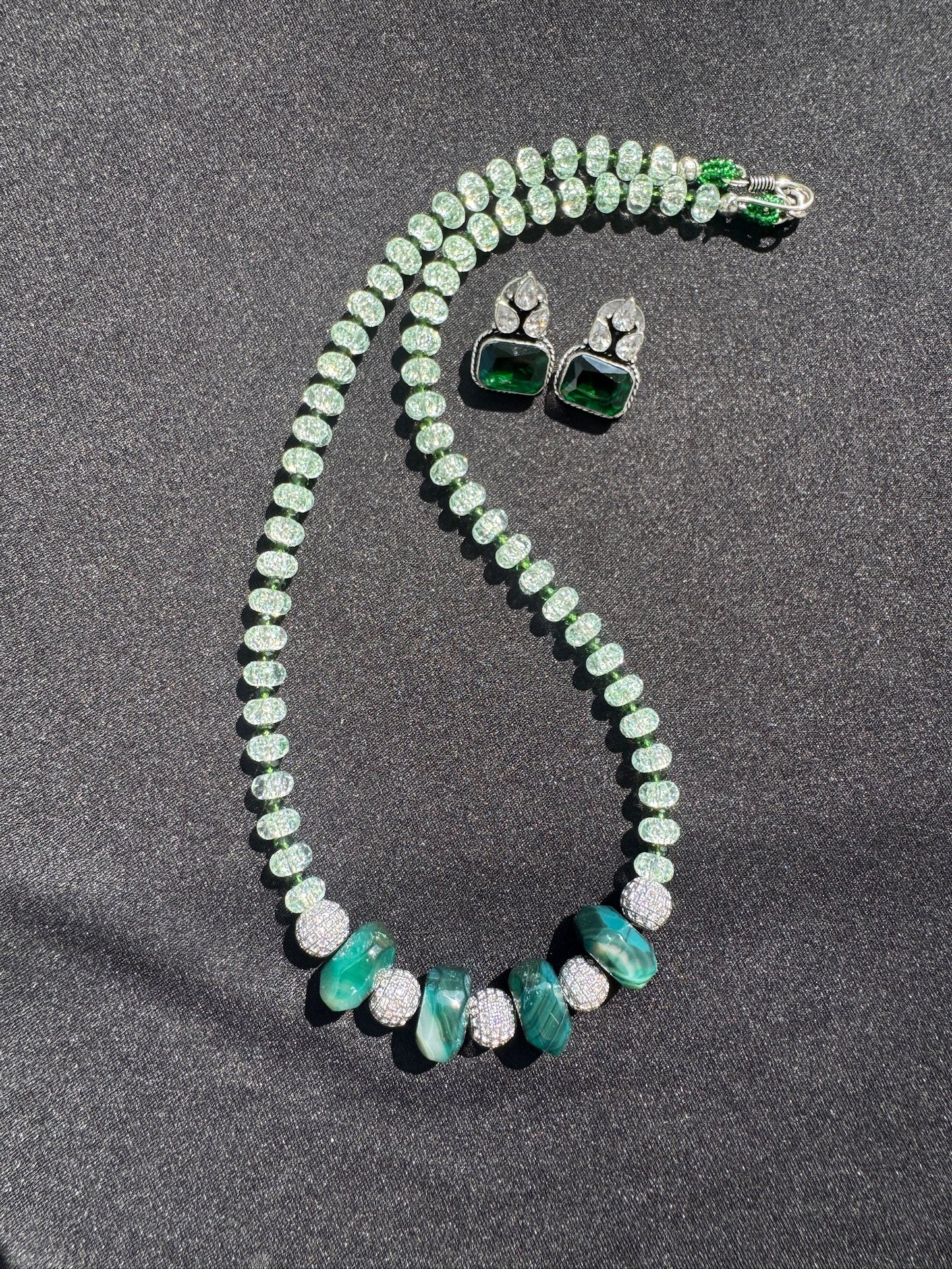 Emerald & CZ Beaded Necklace Set - Beaded Treasures
