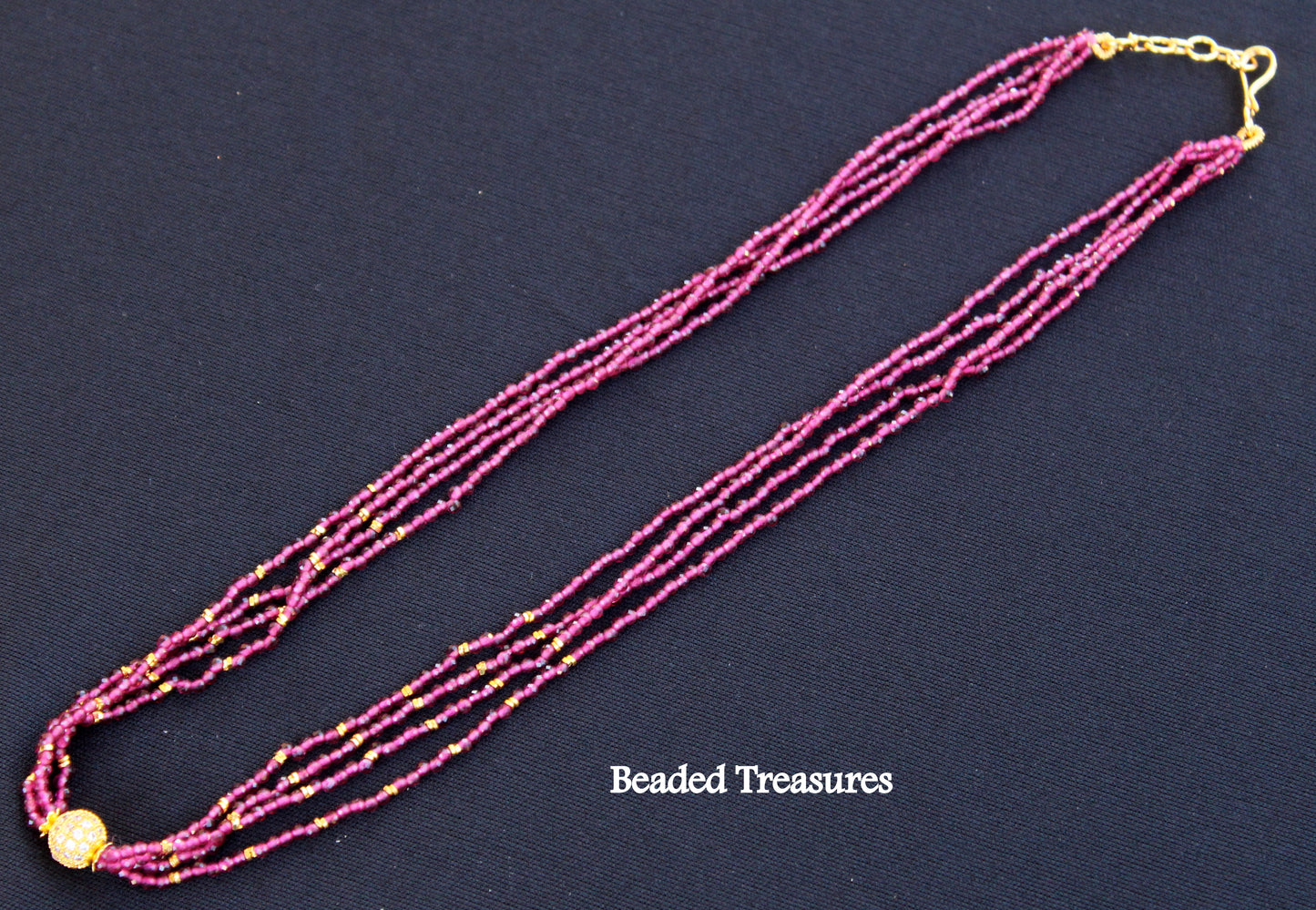 Magenta Multi-Strand Seed Bead Necklace - Beaded Treasures