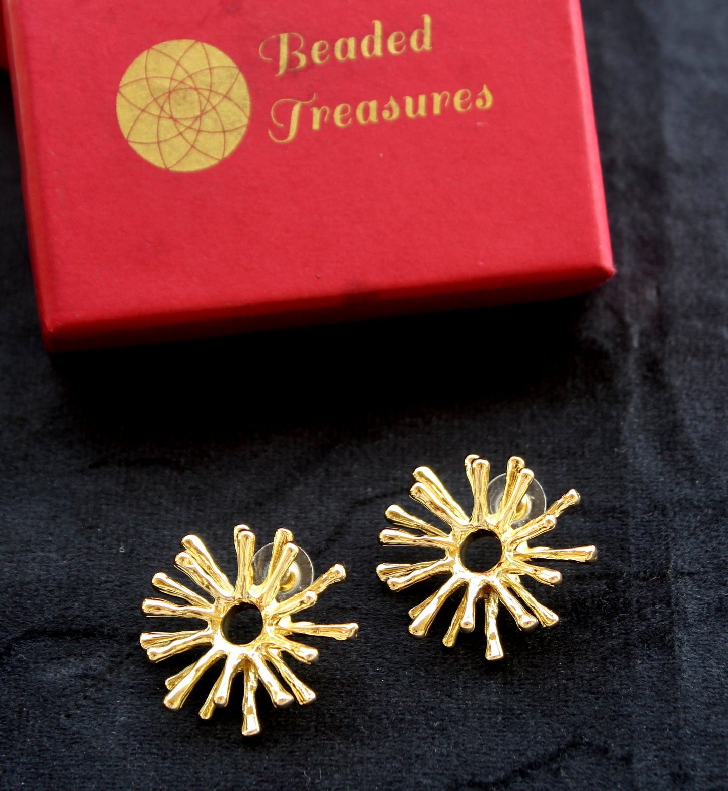 Gold-Tone Starburst Stud Earrings - Beaded Treasures