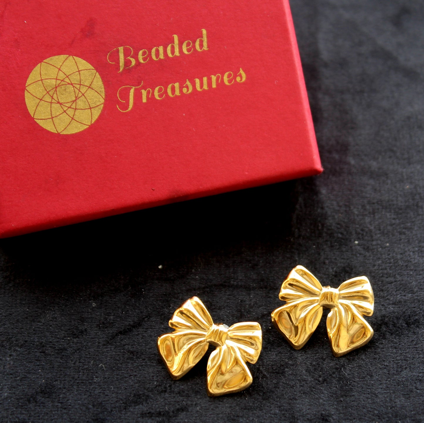 Gold-Tone Bow Clip-On Earrings - Beaded Treasures