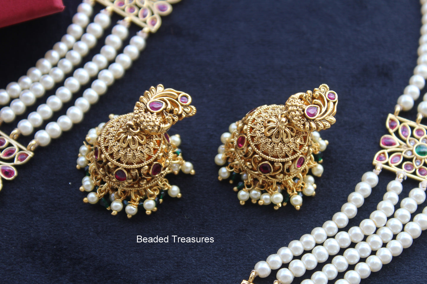 Pearl Layered Haar Set - Beaded Treasures Bridal Jewelry