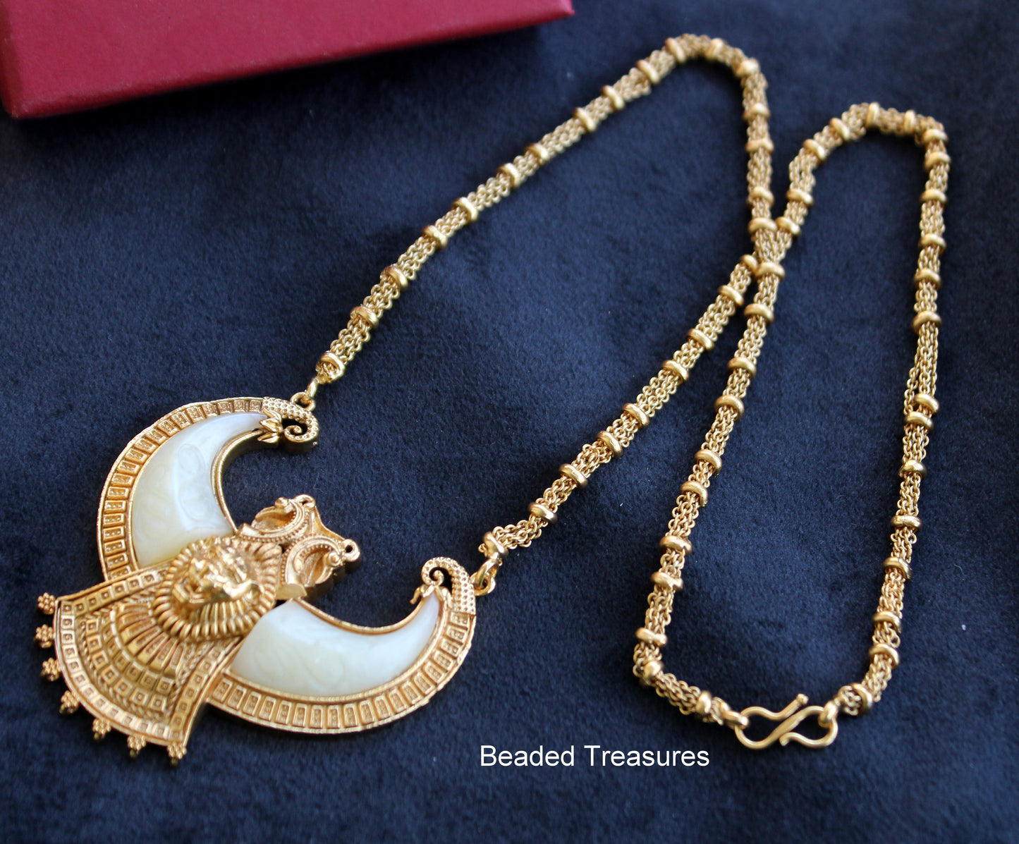 Gold Plated Moon Pendant Necklace - Beaded Treasures