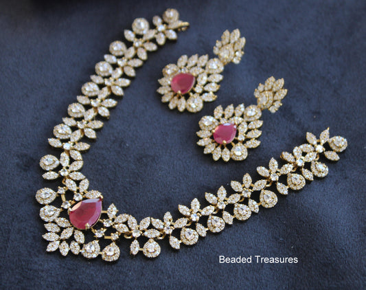 CZ Finish Premium Quality Necklace Set - Beaded Treasures