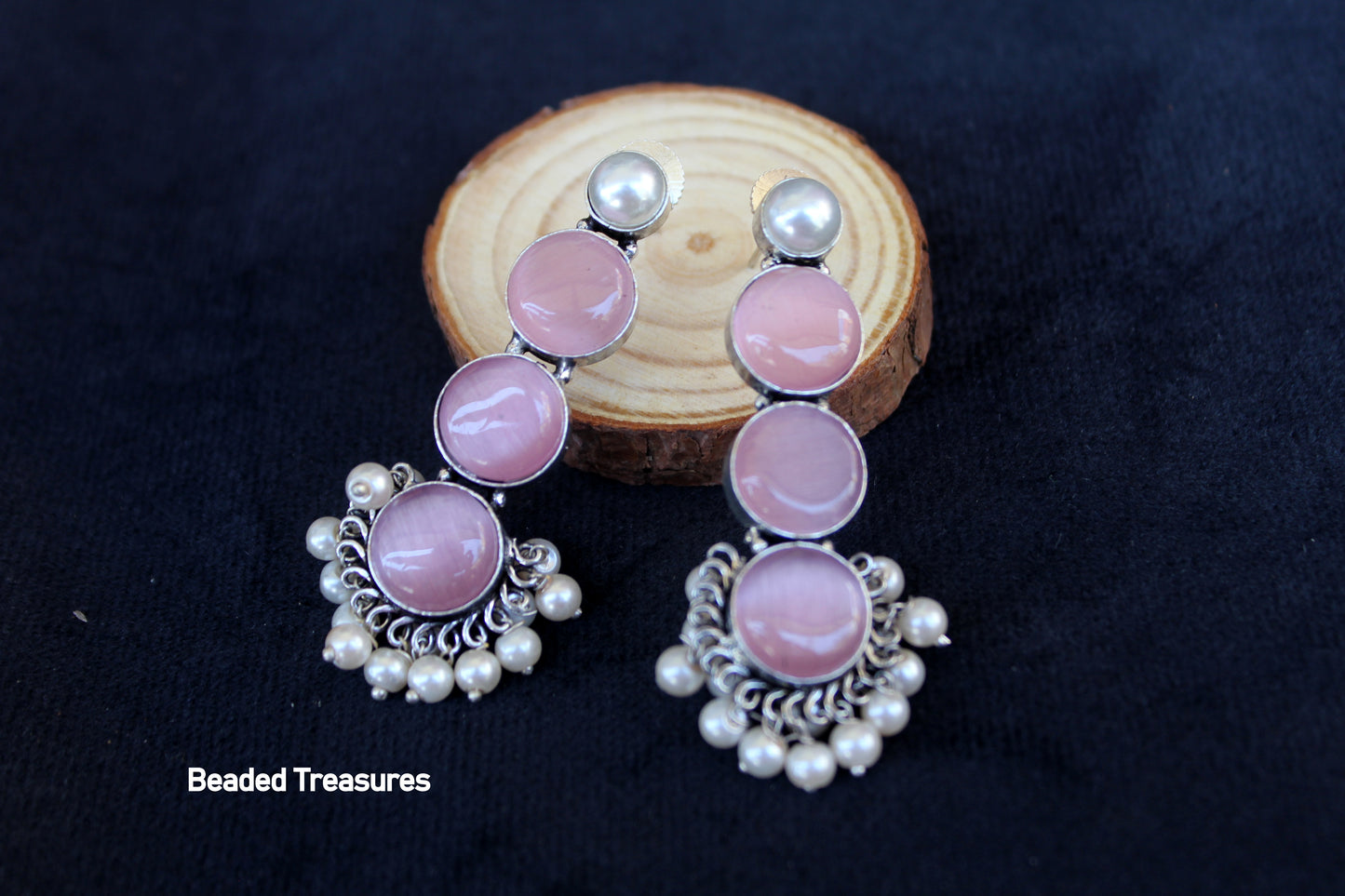 Monalisa Stone Stud Earrings with Pearl Accents - Beaded Treasures