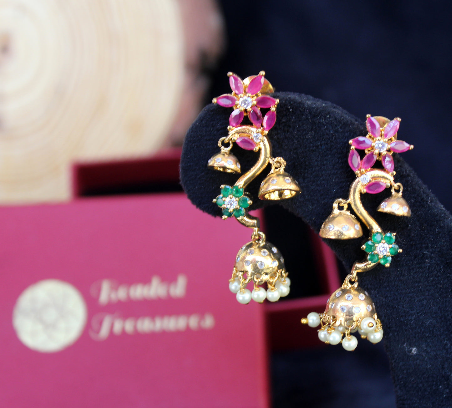 Jadau Stud Earrings - Beaded Treasures
