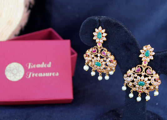 Splendid Peacock AD Earrings - Beaded Treasures