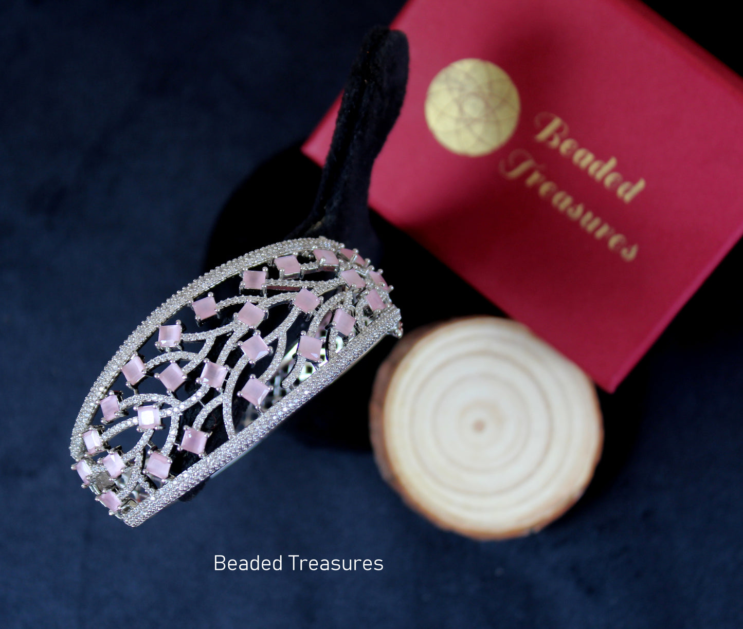 Pink Stone AD Bangle - Beaded Treasures