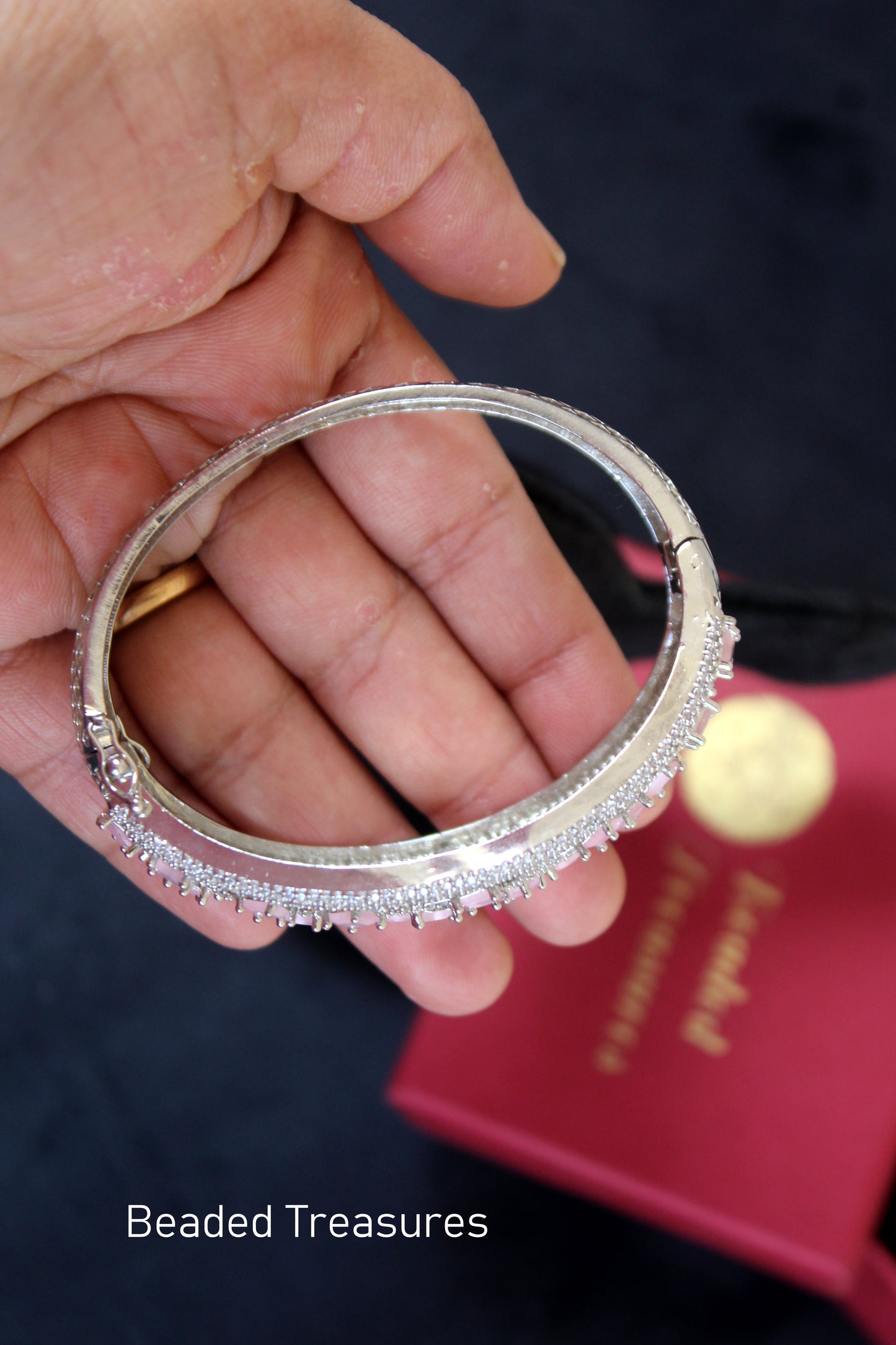 Pink Stone AD Bangle - Beaded Treasures