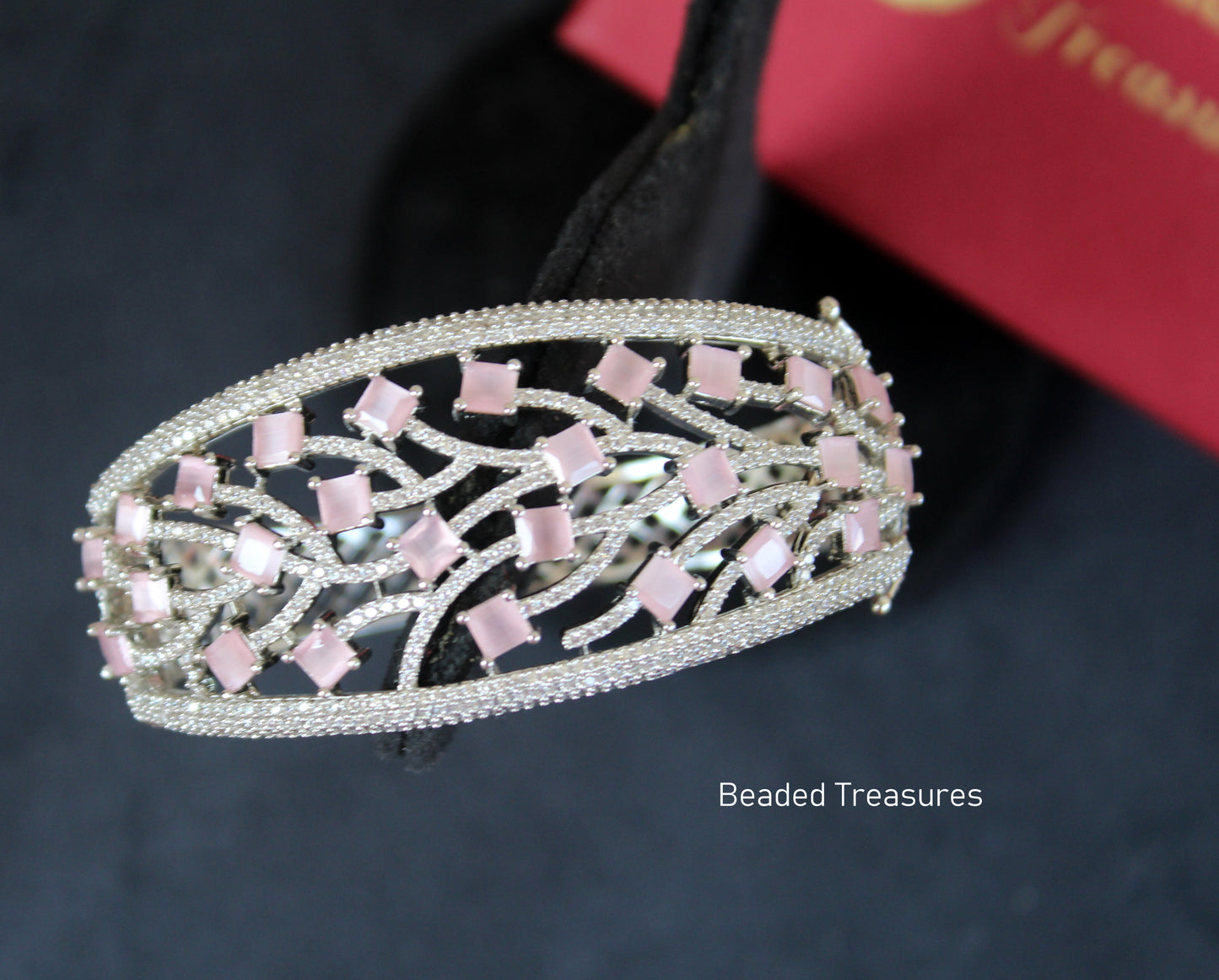 Pink Stone AD Bangle - Beaded Treasures