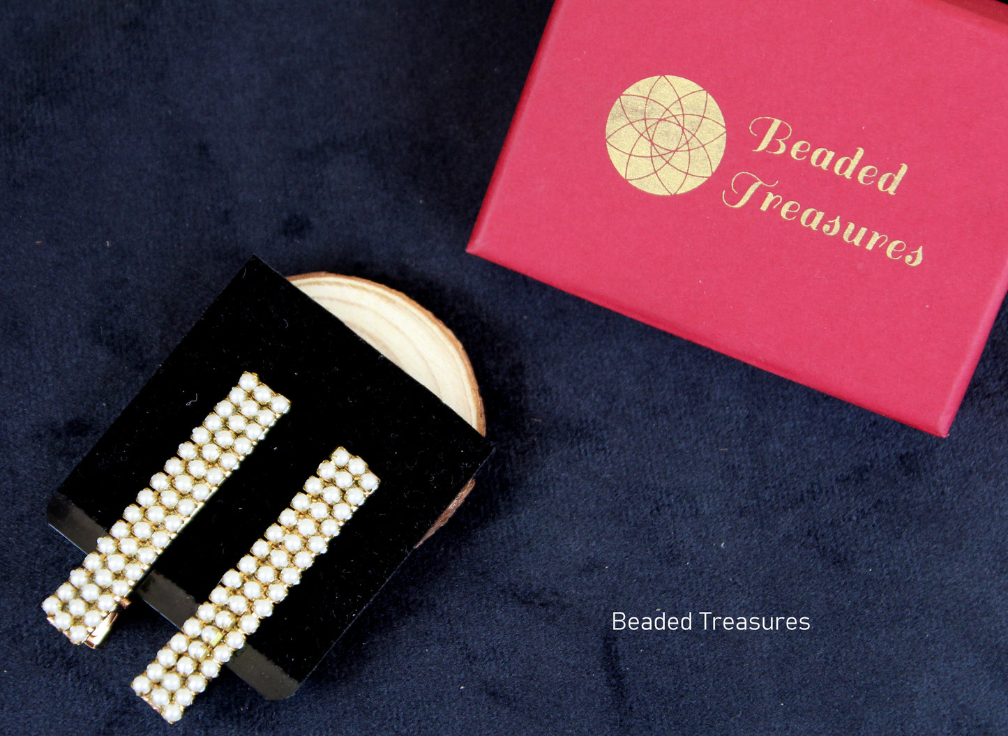 Pearl Hair Clips (Pair) - Beaded Treasures