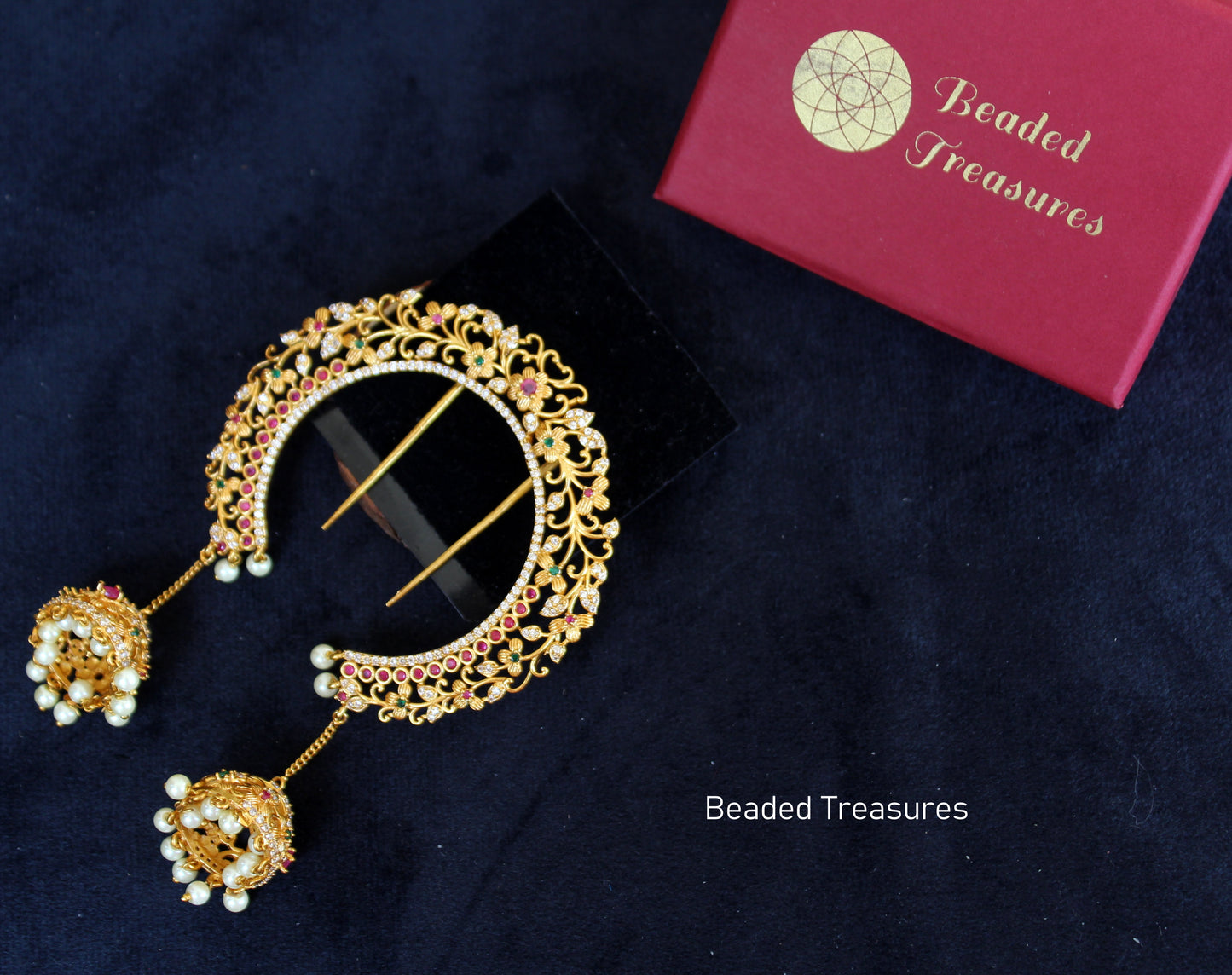 Antique Jadaau Peacock Hair Brooch - Beaded Treasures