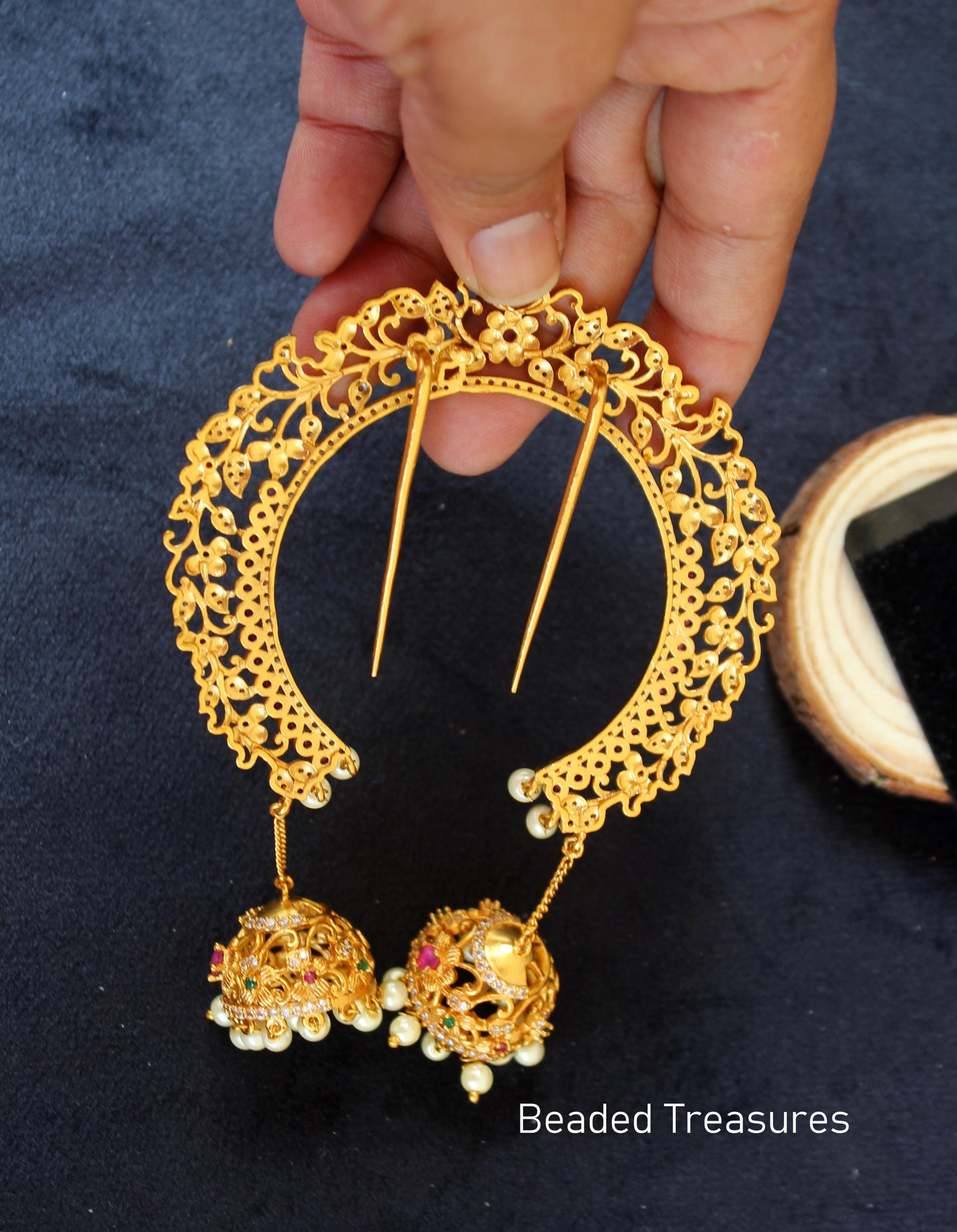 Antique Jadaau Peacock Hair Brooch - Beaded Treasures