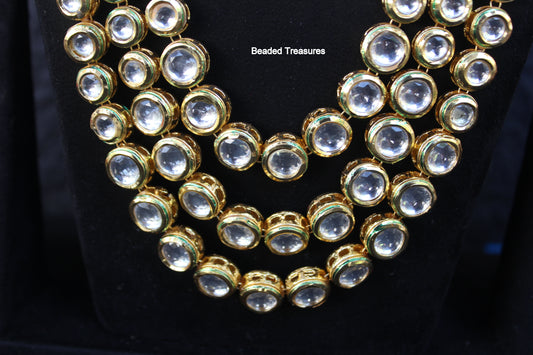 Elegant Kundan Layered Necklace - Beaded Treasures