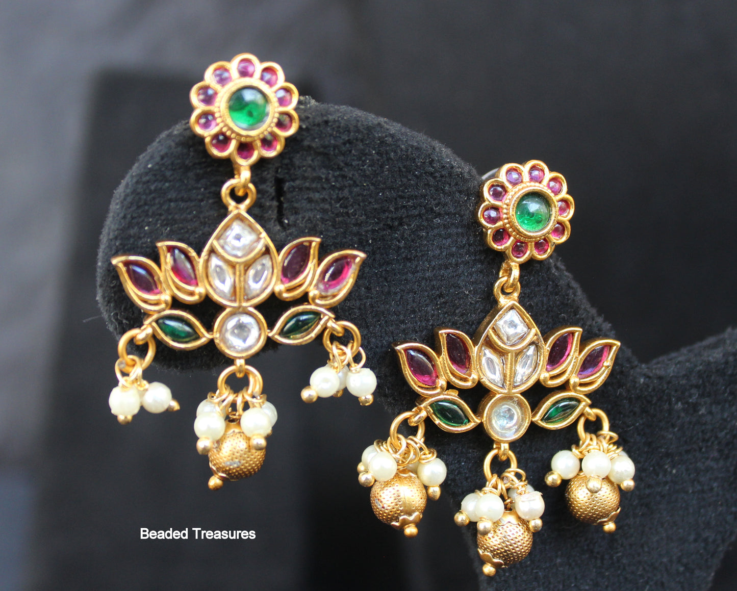 Kemp Stone Attigai Necklace Set with Earrings - Beaded Treasures