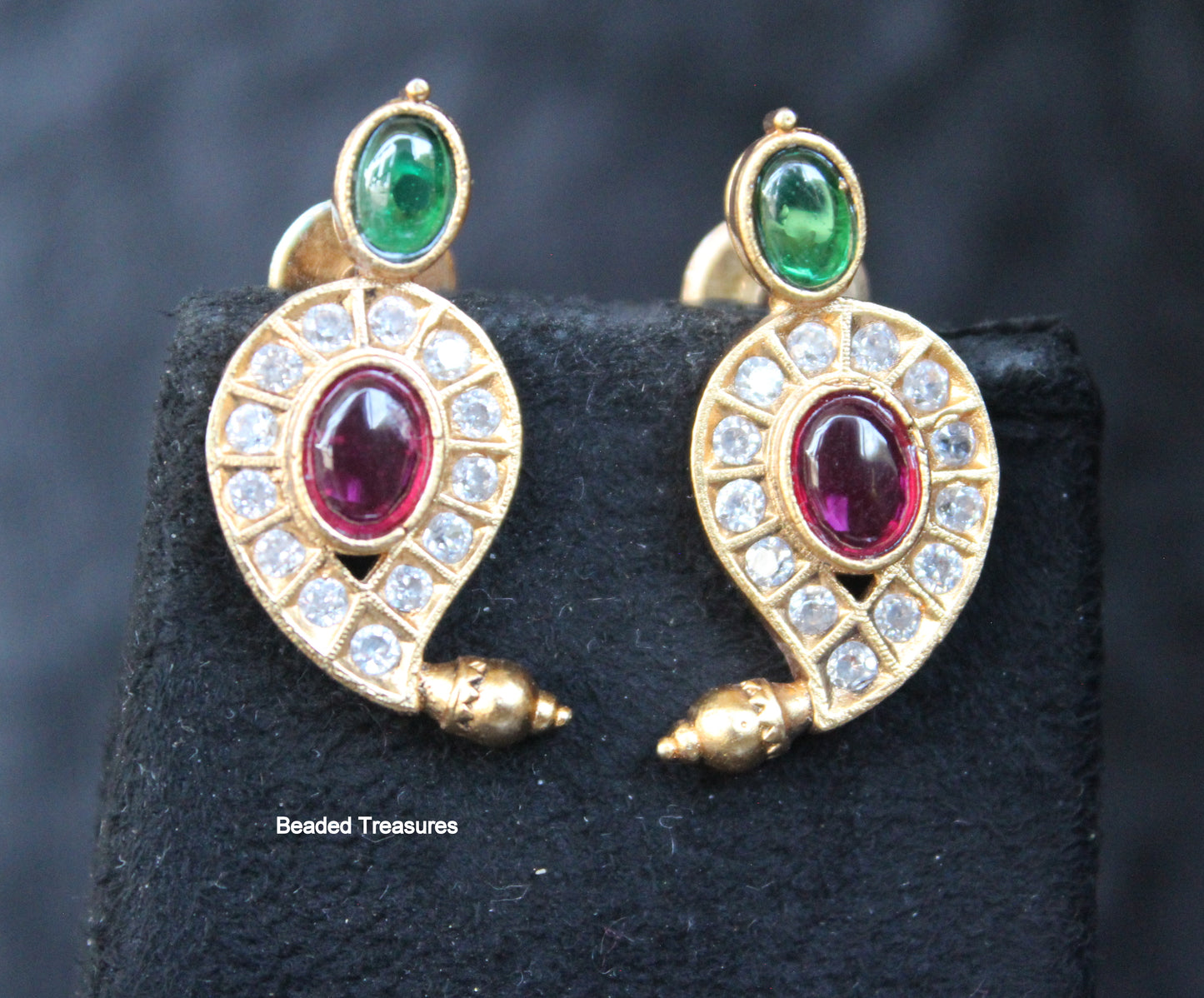 Kemp Stone Mango Necklace Set with Earrings - Beaded Treasures