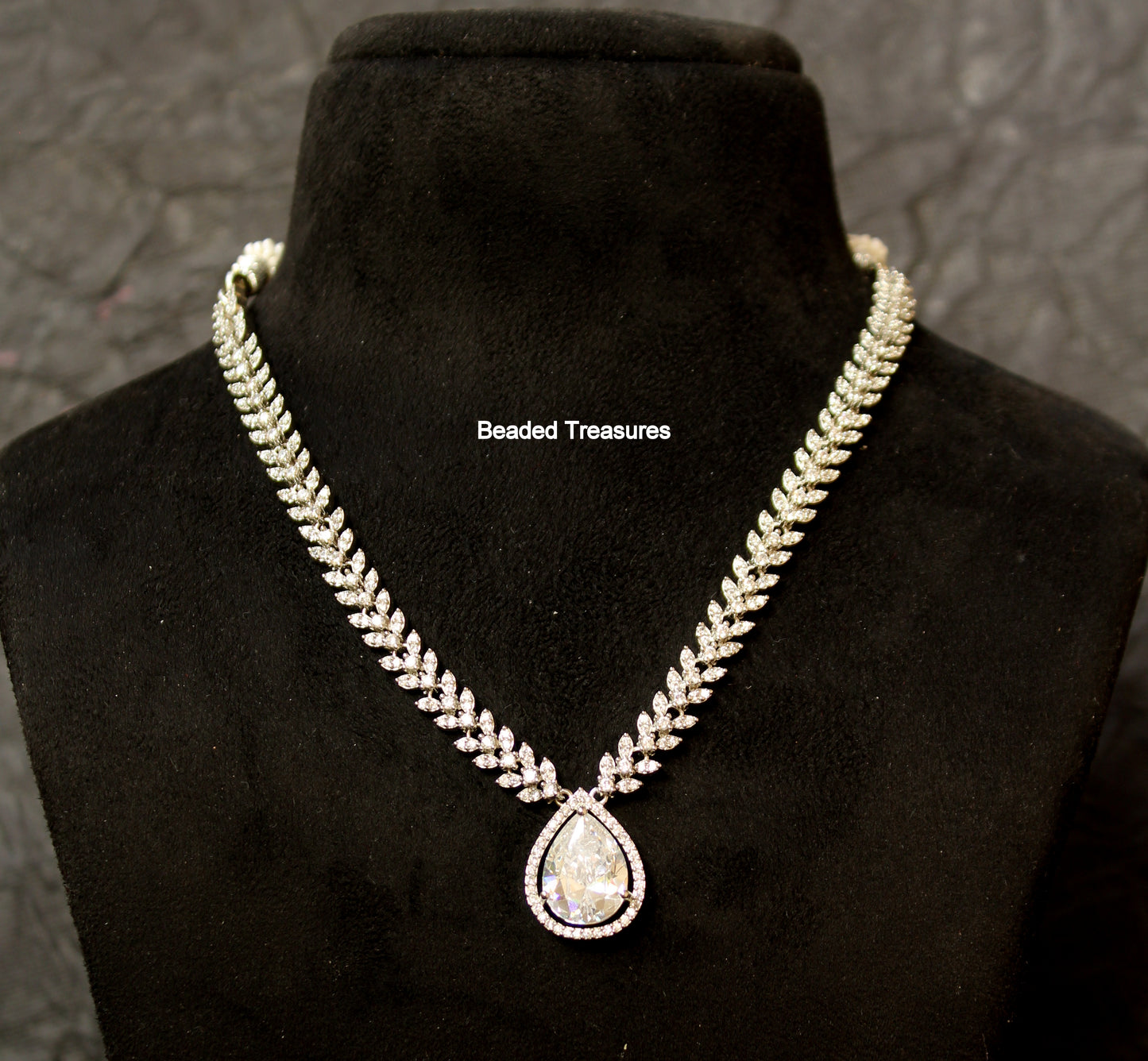 Dazzling White Stone American Diamond Necklace - Beaded Treasures