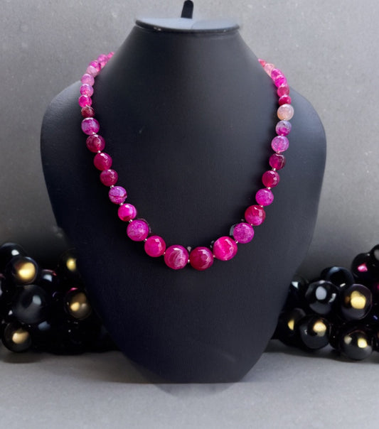 Handmade Pink Agate Beaded Necklace - Beaded Treasures