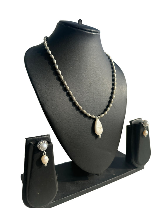 Sterling Silver Baroque Pearl Necklace Set with Stud Earrings - Beaded Treasures
