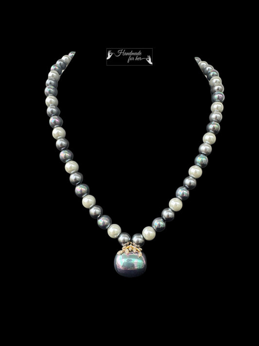 Handmade Tahitian Pearl Necklace with Unique Pendant & Multi-Tones - Beaded Treasures