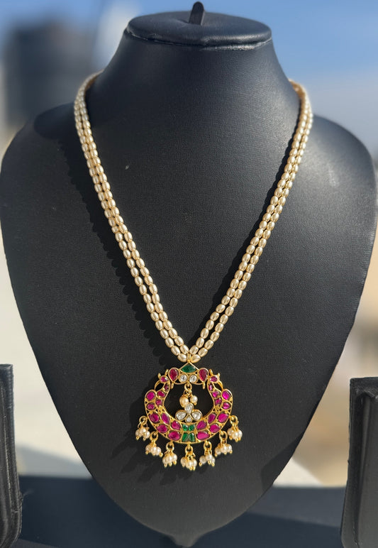 Jadau Kundan Rice Pearl Necklace - Beaded Treasures