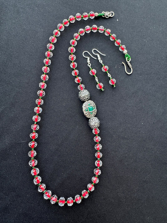 Crystal & Silver-Tone Beaded Necklace Set - Beaded Treasures