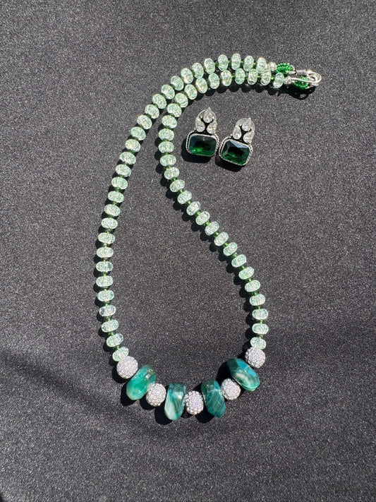 Emerald & CZ Beaded Necklace Set - Beaded Treasures