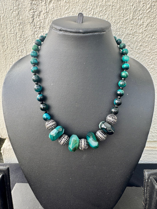 Malachite & Black Onyx Beaded Necklace - Beaded Treasures
