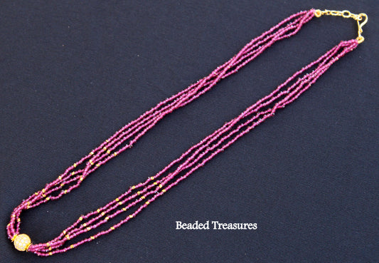 Magenta Multi-Strand Seed Bead Necklace - Beaded Treasures
