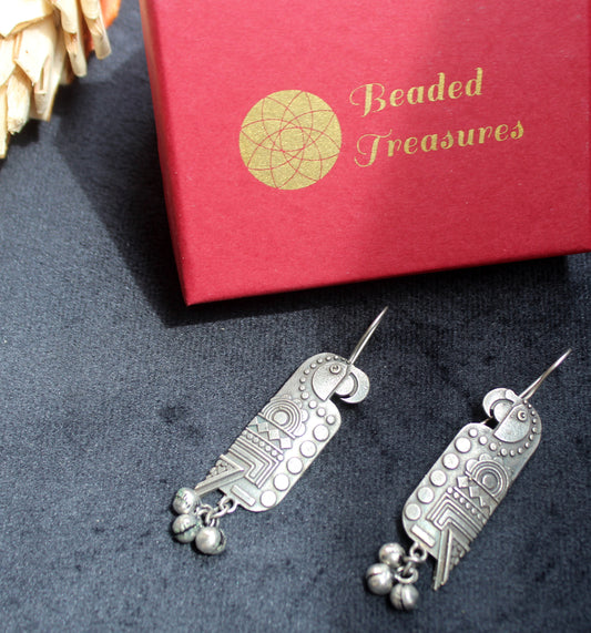 Oxidized Silver Bird Dangler Earrings - Beaded Treasures