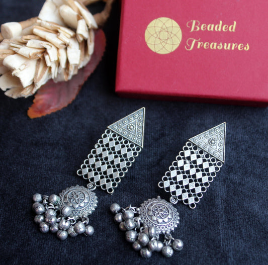 Oxidized Silver Papeeha Earrings - Beaded Treasures