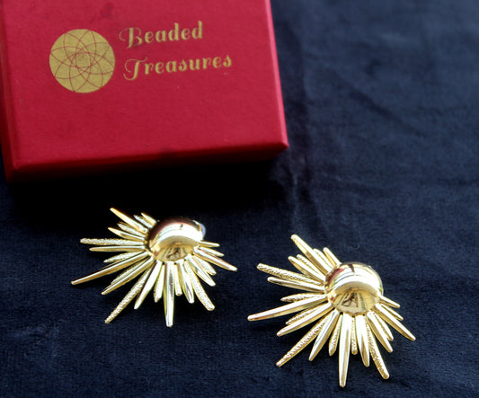 Gold-Tone Sunburst Stud Earrings - Beaded Treasures