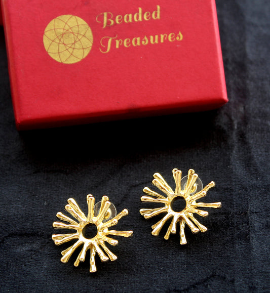 Gold-Tone Starburst Stud Earrings - Beaded Treasures