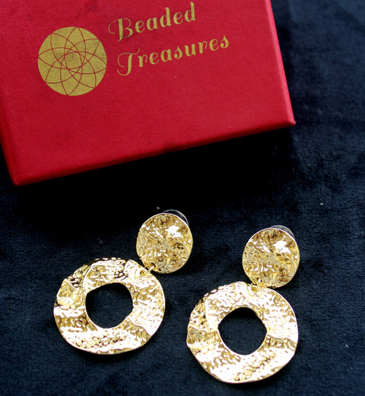 Gold Geometric Drop Earrings - Beaded Treasures