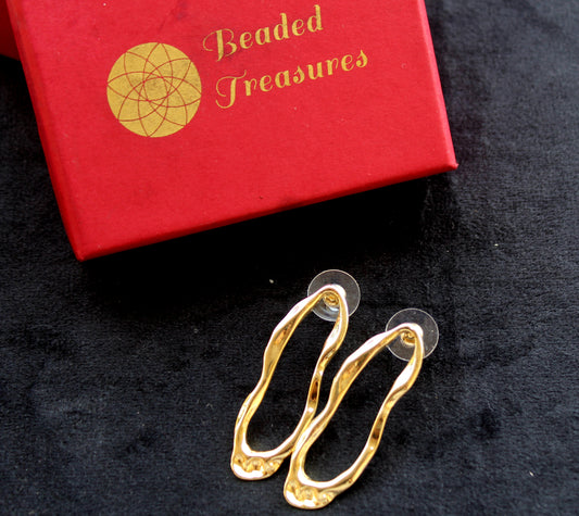 Gold-Tone Abstract Dangle Earrings - Beaded Treasures