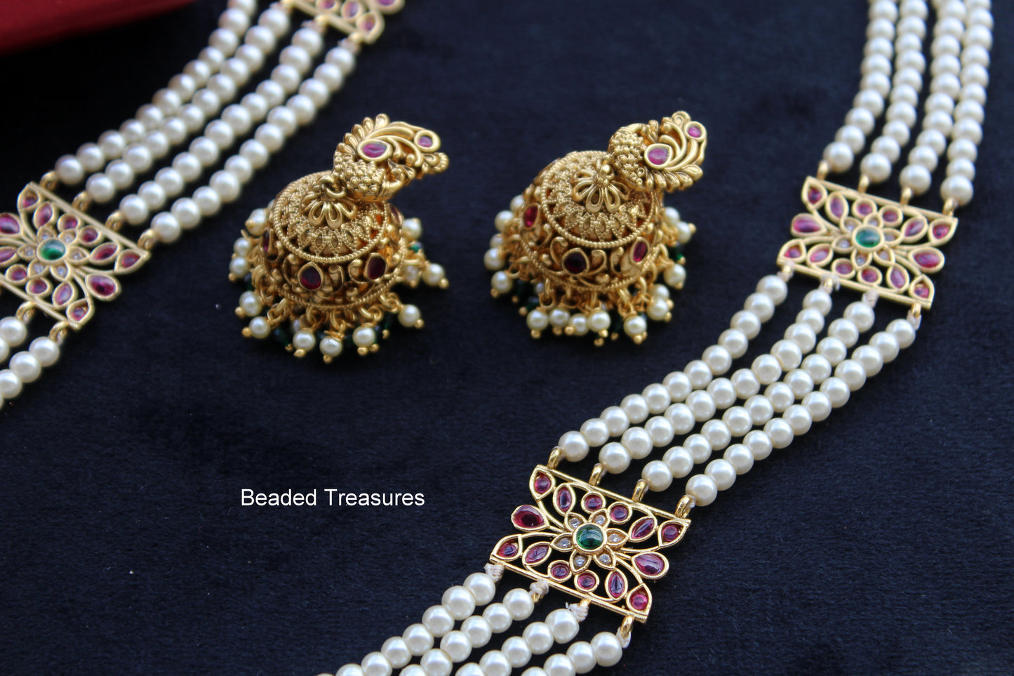 Pearl Layered Haar Set - Beaded Treasures Bridal Jewelry