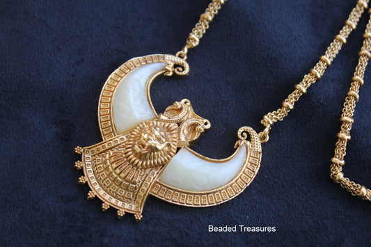 Gold Plated Moon Pendant Necklace - Beaded Treasures