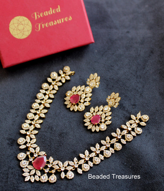 CZ Finish Premium Quality Necklace Set - Beaded Treasures