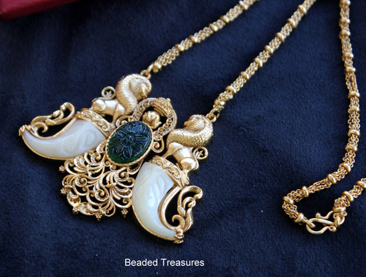 Gold Plated Tiger Nail Pendant Necklace - Beaded Treasures
