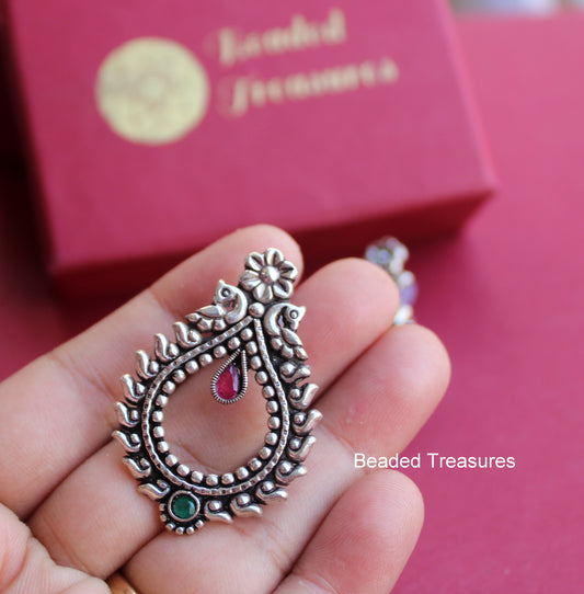 Oxidized Silver Jhumka Stud Earrings - Beaded Treasures