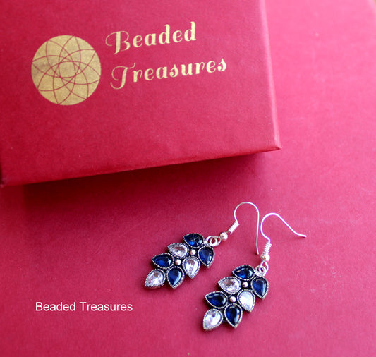 Blue Tanzanite German Silver Dangle Earrings - Beaded Treasures