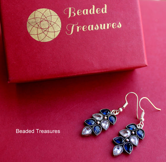 Blue Tanzanite German Silver Dangle Earrings - Beaded Treasures