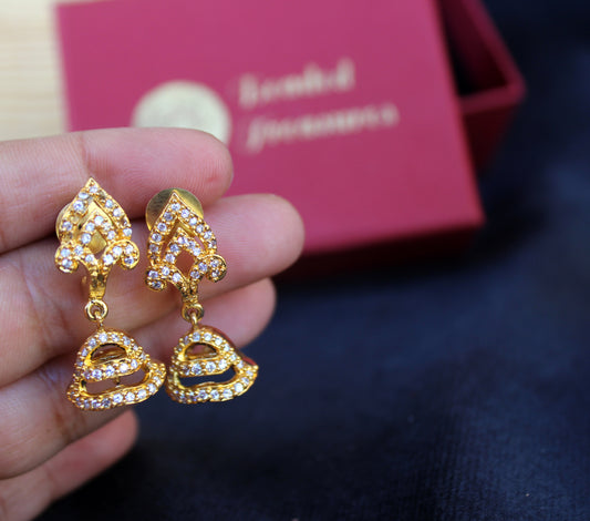 Golden CZ Dangle Earrings - Beaded Treasures