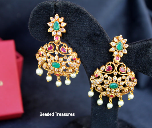 Splendid Peacock AD Earrings - Beaded Treasures