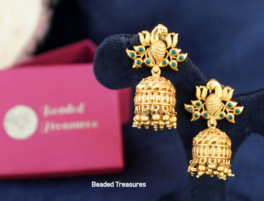 Peshwai Jhumki Earrings - Beaded Treasures