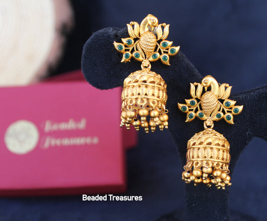 Peshwai Jhumki Earrings - Beaded Treasures