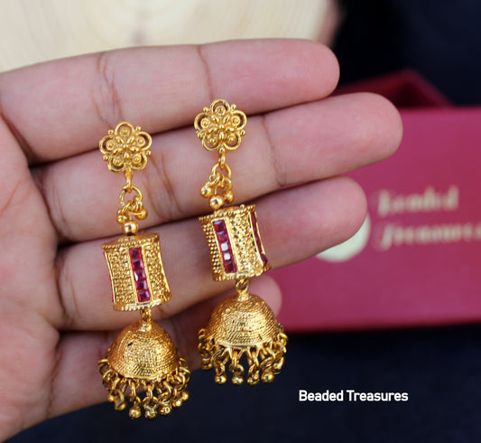 Amrita Jhumka Earrings - Beaded Treasures