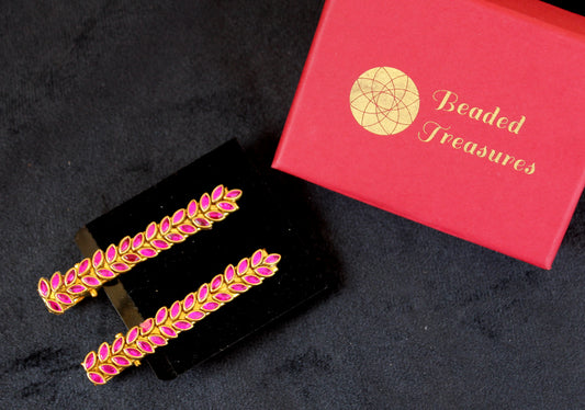 Pink Stone Hair Clips (Pair) - Beaded Treasures